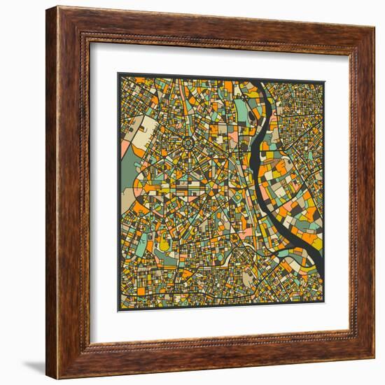 New Delhi Map-Jazzberry Blue-Framed Art Print