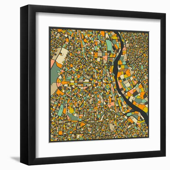 New Delhi Map-Jazzberry Blue-Framed Art Print