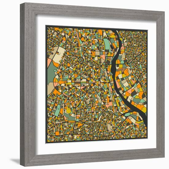 New Delhi Map-Jazzberry Blue-Framed Art Print