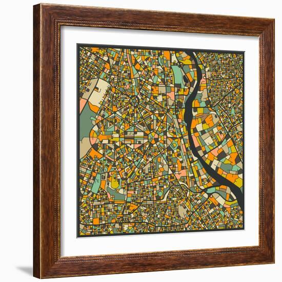 New Delhi Map-Jazzberry Blue-Framed Art Print