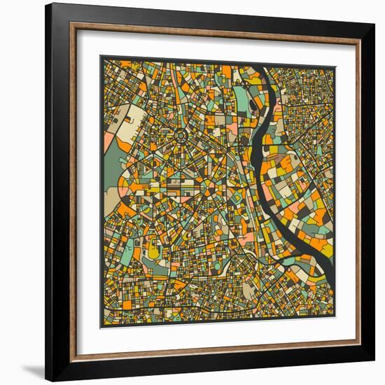 New Delhi Map-Jazzberry Blue-Framed Art Print