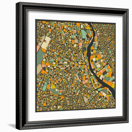 New Delhi Map-Jazzberry Blue-Framed Art Print