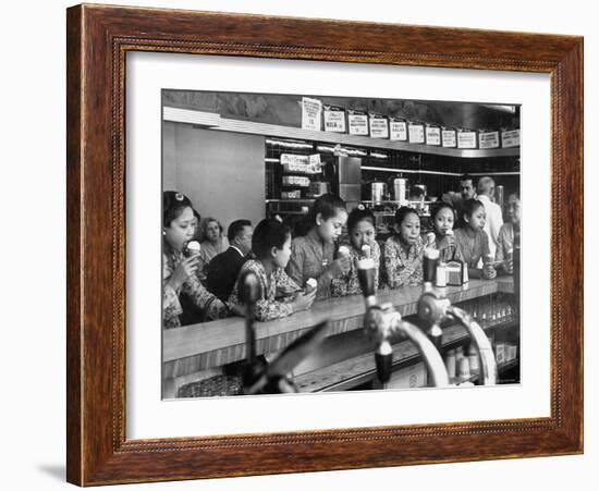 New Delight For the Balinese Dancing Girls in America is Ice Cream-Gordon Parks-Framed Premium Photographic Print