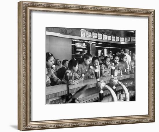 New Delight For the Balinese Dancing Girls in America is Ice Cream-Gordon Parks-Framed Premium Photographic Print