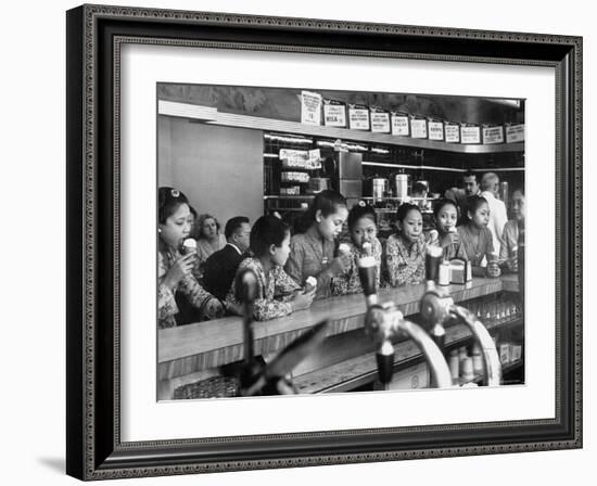 New Delight For the Balinese Dancing Girls in America is Ice Cream-Gordon Parks-Framed Premium Photographic Print