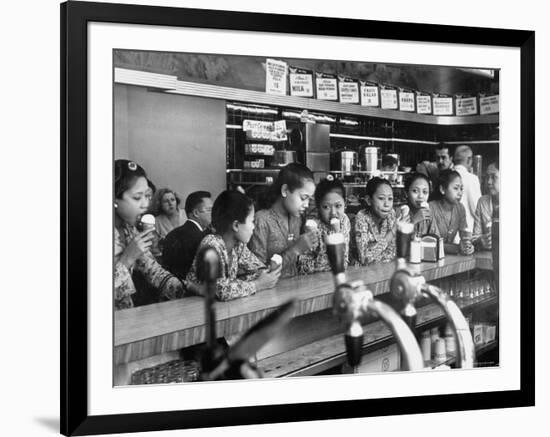 New Delight For the Balinese Dancing Girls in America is Ice Cream-Gordon Parks-Framed Premium Photographic Print