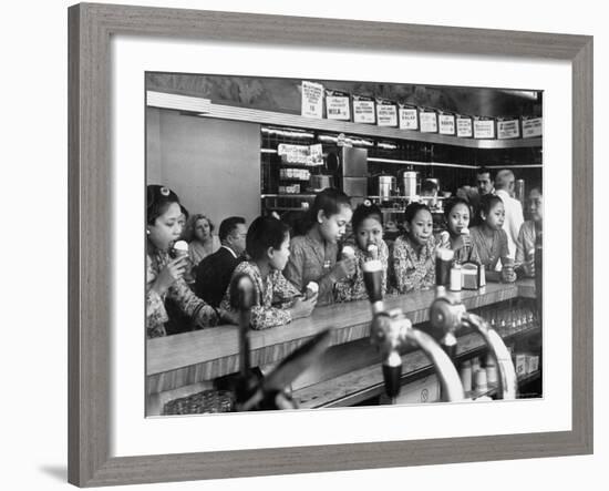 New Delight For the Balinese Dancing Girls in America is Ice Cream-Gordon Parks-Framed Photographic Print