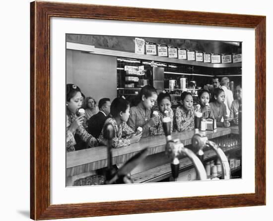 New Delight For the Balinese Dancing Girls in America is Ice Cream-Gordon Parks-Framed Photographic Print