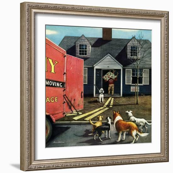 "New Dog in Town", March 21, 1953-Stevan Dohanos-Framed Giclee Print