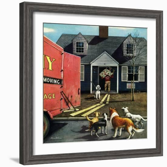 "New Dog in Town", March 21, 1953-Stevan Dohanos-Framed Giclee Print