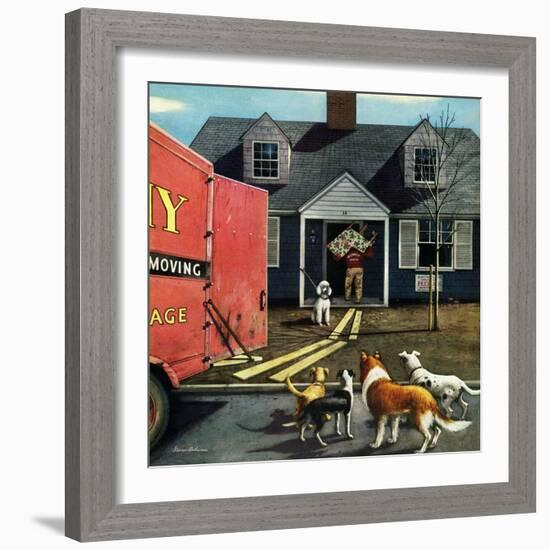 "New Dog in Town", March 21, 1953-Stevan Dohanos-Framed Giclee Print