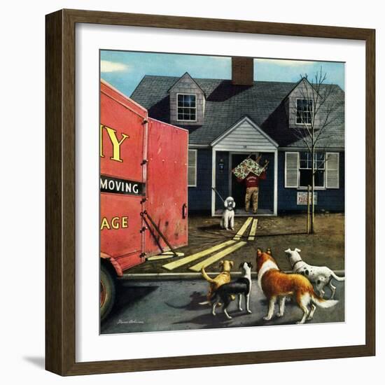 "New Dog in Town", March 21, 1953-Stevan Dohanos-Framed Giclee Print