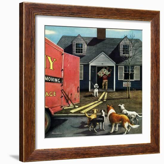 "New Dog in Town", March 21, 1953-Stevan Dohanos-Framed Giclee Print