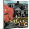 "New Dog in Town", March 21, 1953-Stevan Dohanos-Mounted Giclee Print