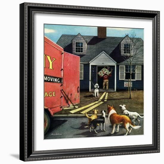 "New Dog in Town", March 21, 1953-Stevan Dohanos-Framed Giclee Print