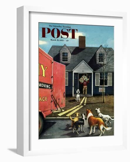 "New Dog in Town" Saturday Evening Post Cover, March 21, 1953-Stevan Dohanos-Framed Giclee Print