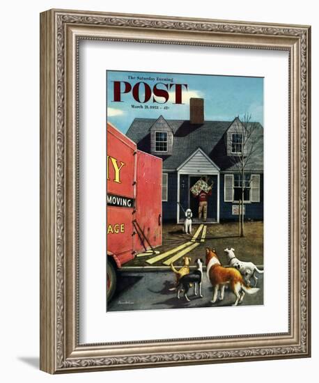"New Dog in Town" Saturday Evening Post Cover, March 21, 1953-Stevan Dohanos-Framed Giclee Print