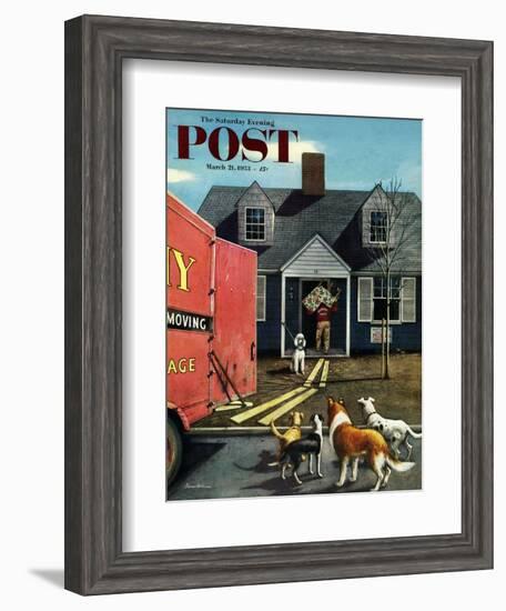 "New Dog in Town" Saturday Evening Post Cover, March 21, 1953-Stevan Dohanos-Framed Giclee Print