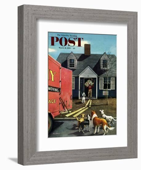 "New Dog in Town" Saturday Evening Post Cover, March 21, 1953-Stevan Dohanos-Framed Giclee Print