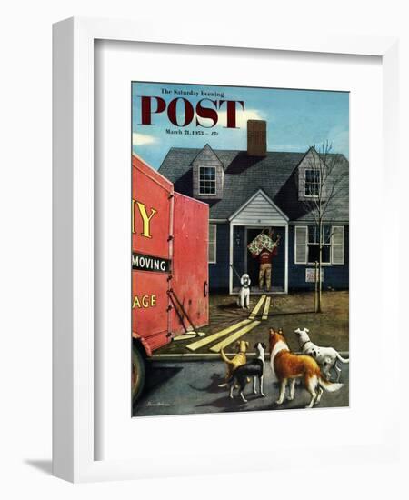 "New Dog in Town" Saturday Evening Post Cover, March 21, 1953-Stevan Dohanos-Framed Giclee Print