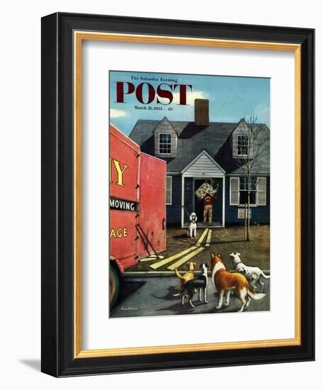 "New Dog in Town" Saturday Evening Post Cover, March 21, 1953-Stevan Dohanos-Framed Giclee Print