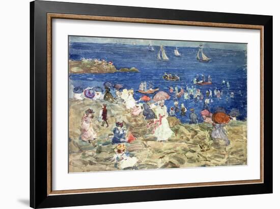 New England Beach Scene, C.1896-97-Maurice Brazil Prendergast-Framed Giclee Print