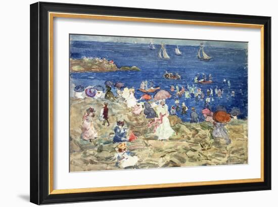 New England Beach Scene, C.1896-97-Maurice Brazil Prendergast-Framed Giclee Print