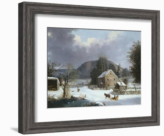 New England Farm by a Winter Road-Mary Cassatt-Framed Giclee Print
