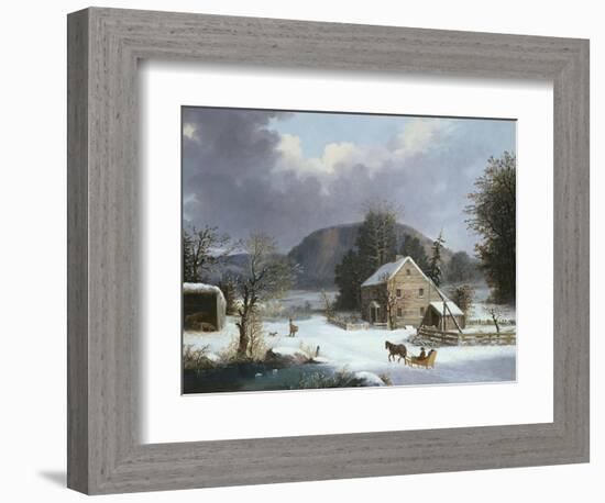 New England Farm by a Winter Road-Mary Cassatt-Framed Giclee Print