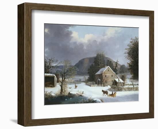 New England Farm by a Winter Road-Mary Cassatt-Framed Giclee Print