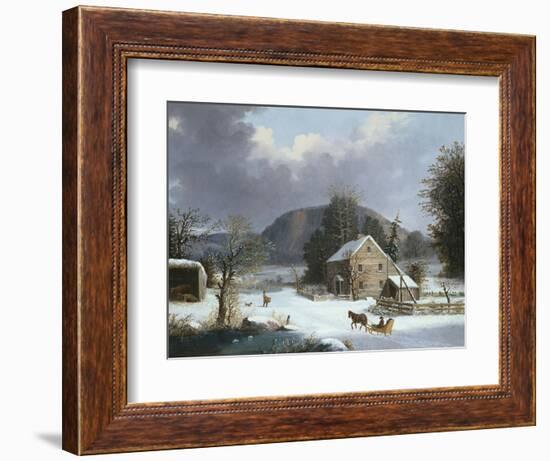 New England Farm by a Winter Road-Mary Cassatt-Framed Giclee Print