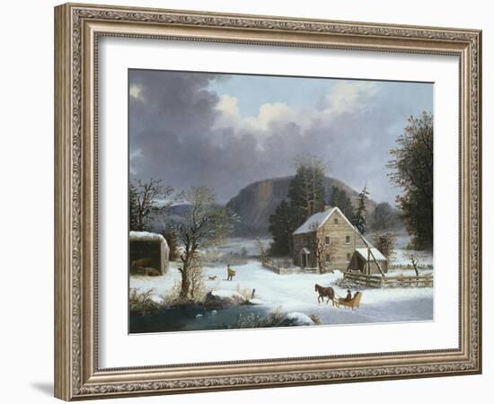 New England Farm by a Winter Road-Mary Cassatt-Framed Giclee Print