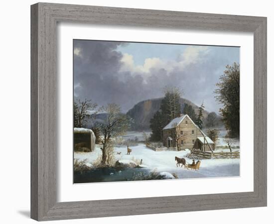 New England Farm by a Winter Road-Mary Cassatt-Framed Giclee Print