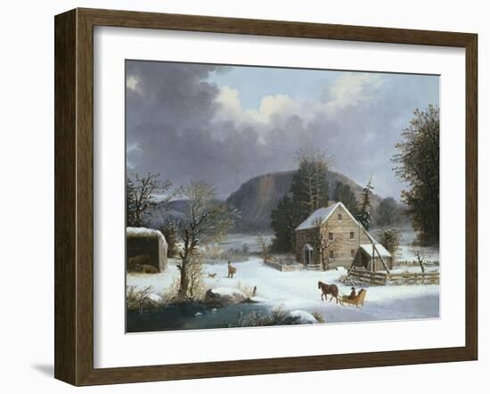 New England Farm by a Winter Road-Mary Cassatt-Framed Giclee Print