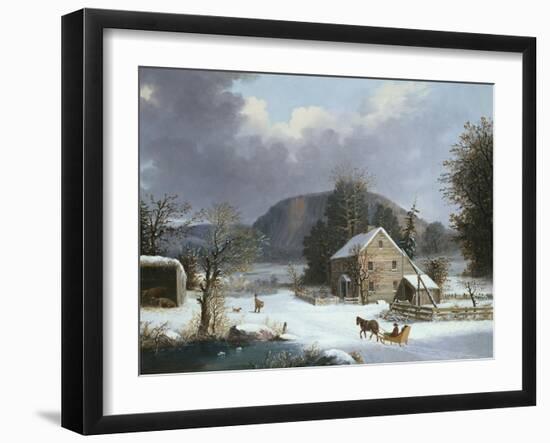 New England Farm by a Winter Road-Mary Cassatt-Framed Giclee Print