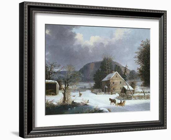 New England Farm by a Winter Road-Mary Cassatt-Framed Giclee Print