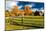New England farm with Autumn Sugar Maples-null-Mounted Photographic Print