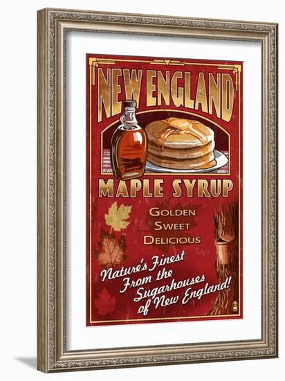 New England - Syrup-Lantern Press-Framed Art Print