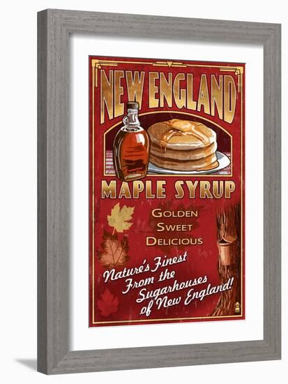 New England - Syrup-Lantern Press-Framed Art Print