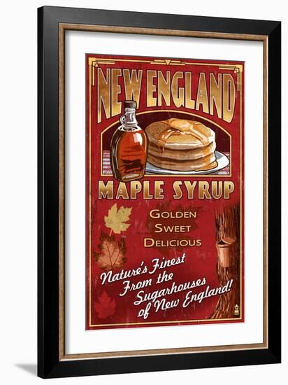 New England - Syrup-Lantern Press-Framed Art Print