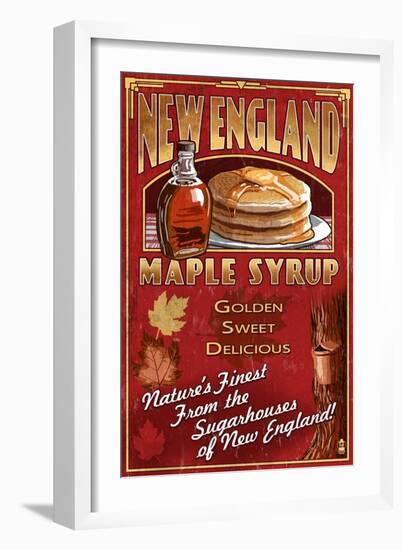 New England - Syrup-Lantern Press-Framed Art Print