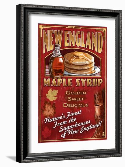 New England - Syrup-Lantern Press-Framed Art Print