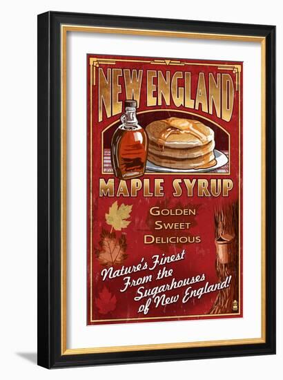 New England - Syrup-Lantern Press-Framed Art Print