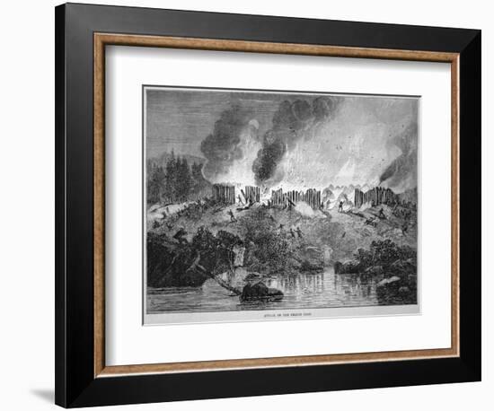 New England White Settlers Attack the Pequot Indian Fort During the Pequot War of 1637-English School-Framed Giclee Print