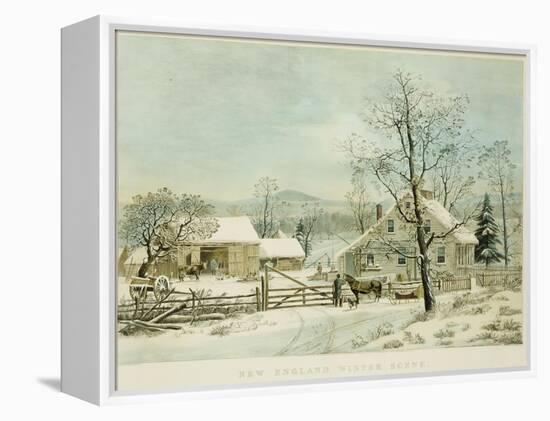 New England Winter Scene, 1861, Currier and Ives, Publishers-Mary Cassatt-Framed Premier Image Canvas