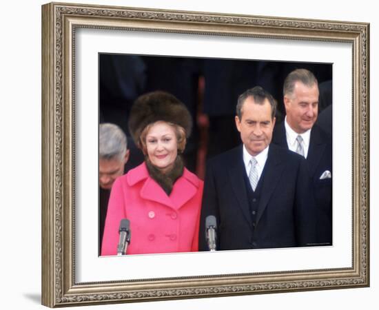 New First Lady Patricia Nixon with Her Husband, President Richard M. Nixon at His Inauguration-Henry Groskinsky-Framed Photographic Print