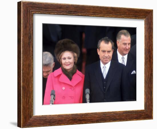 New First Lady Patricia Nixon with Her Husband, President Richard M. Nixon at His Inauguration-Henry Groskinsky-Framed Photographic Print