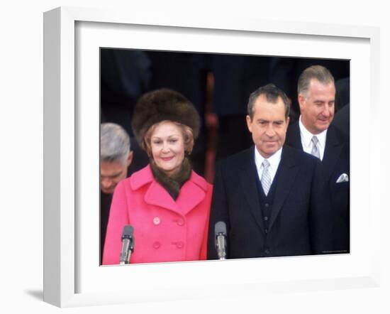 New First Lady Patricia Nixon with Her Husband, President Richard M. Nixon at His Inauguration-Henry Groskinsky-Framed Photographic Print