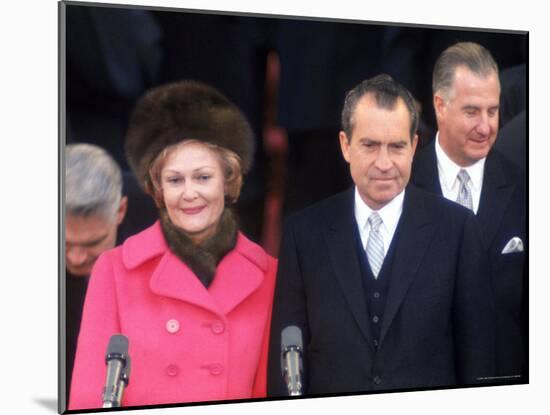 New First Lady Patricia Nixon with Her Husband, President Richard M. Nixon at His Inauguration-Henry Groskinsky-Mounted Photographic Print