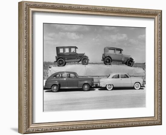 New Ford Cars Arranged to Make Advertising Pictures-William Sumits-Framed Photographic Print